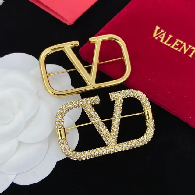 Broches Valentino VLTN Logo Cristal Doré 8