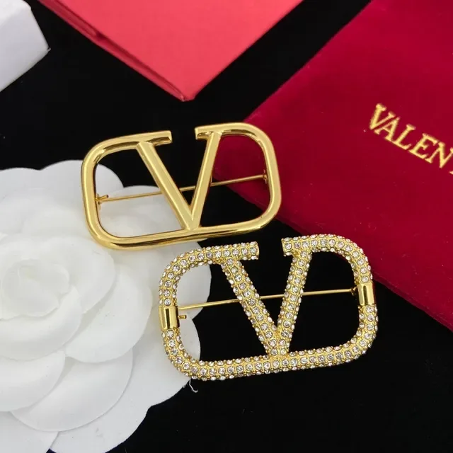 Broches Valentino VLTN Logo Cristal Doré 9