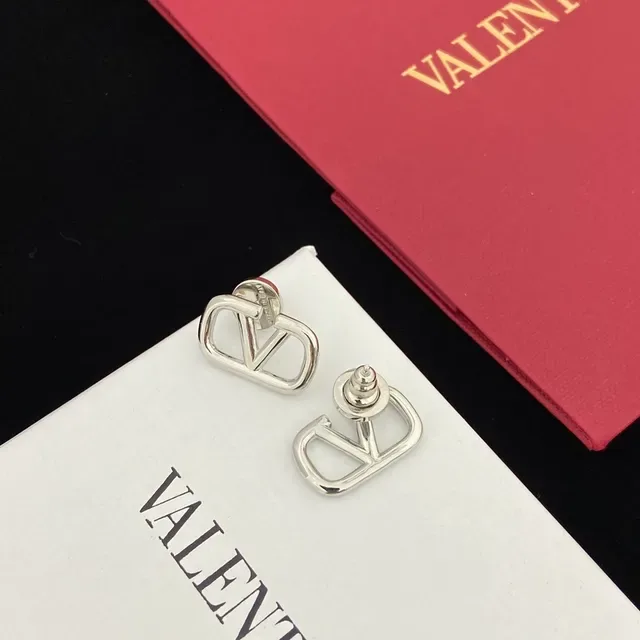 Valentino VLTN Open-Frame V Logo Stud Earrings 2