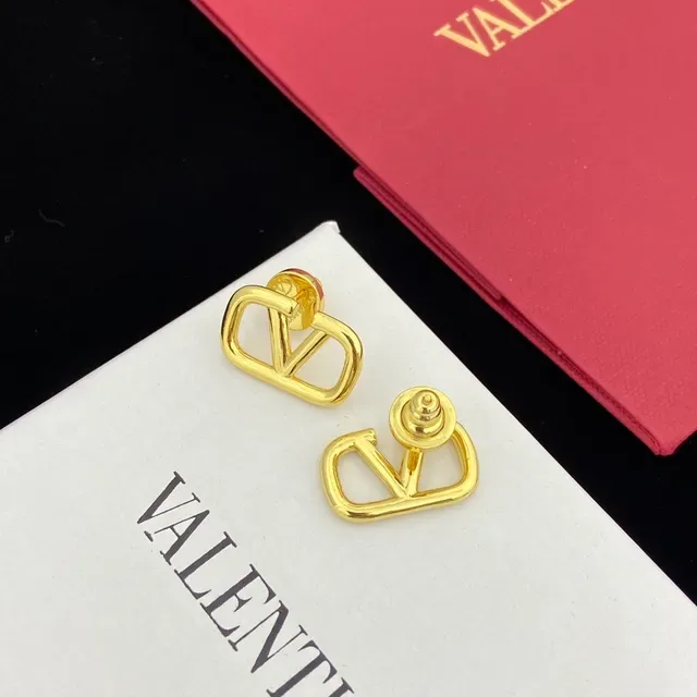 Valentino VLTN Open-Frame V Logo Stud Earrings 3