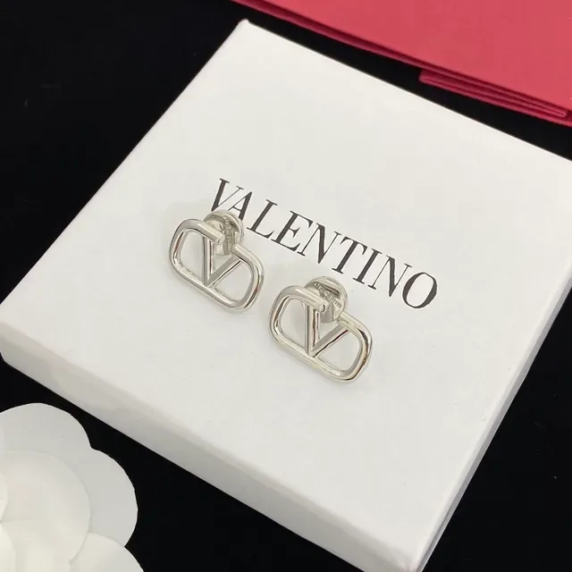 Valentino VLTN Open-Frame V Logo Stud Earrings 4