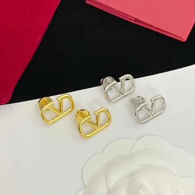 Valentino VLTN Open-Frame V Logo Stud Earrings 6