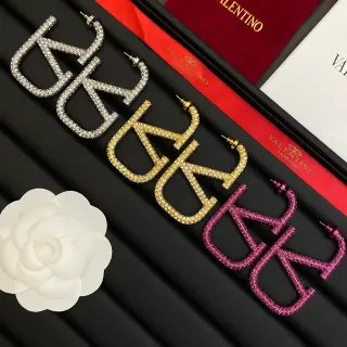 Valentino VLTN Pavé Crystal Hoop Earrings