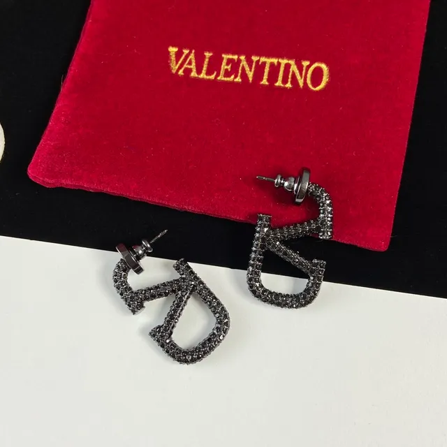Valentino VLTN Pavé Crystal Logo Stud Earrings 2