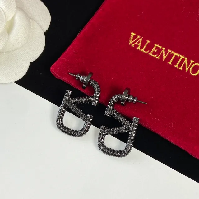 Valentino VLTN Pavé Crystal Logo Stud Earrings 5