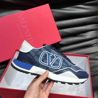 Valentino VLTN Runner Navy Blue Denim-Textured Lifestyle Sneakers