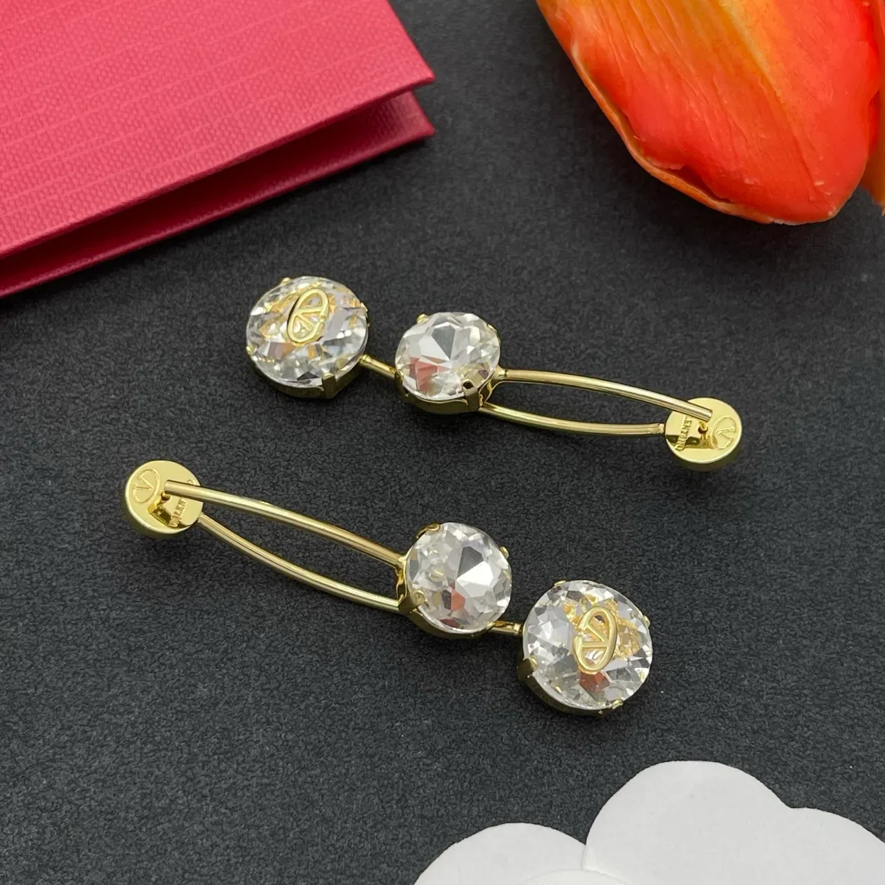 Valentino VLTN Triple Crystal Drop Earrings 6