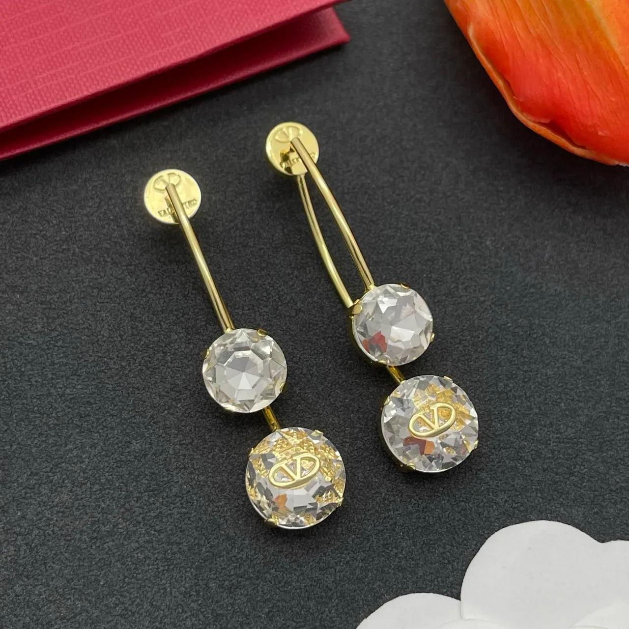 Valentino VLTN Triple Crystal Drop Earrings 8