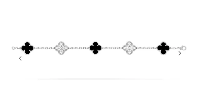 Van Cleef & Arpels Alhambra Pavé Diamante e Ônix Pulseira de corrente 4