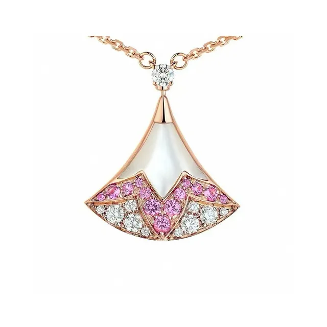 Van Cleef & Arpels Alhambra Collier Saphir Rose et Diamant en Éventail 2