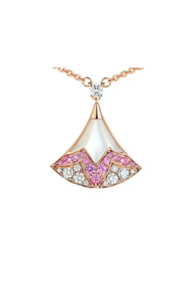 Van Cleef & Arpels Alhambra Collier Saphir Rose et Diamant en Éventail 3