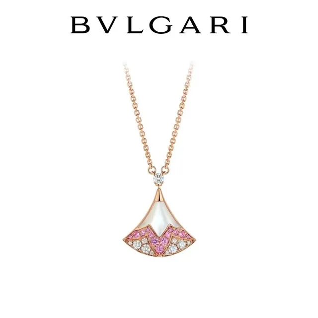 Van Cleef & Arpels Alhambra Collier Saphir Rose et Diamant en Éventail 5