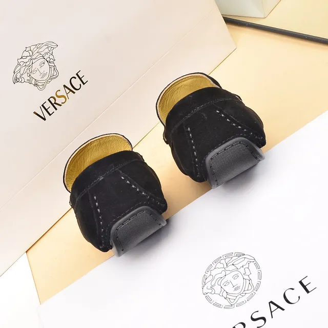 Versace Black Gold Suede Medusa Head Hardware Loafer 2