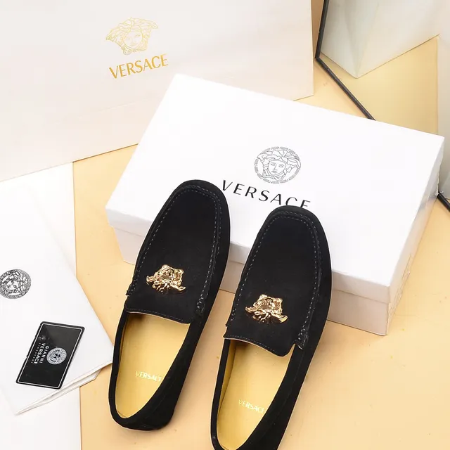 Versace Black Gold Suede Medusa Head Hardware Loafer 3