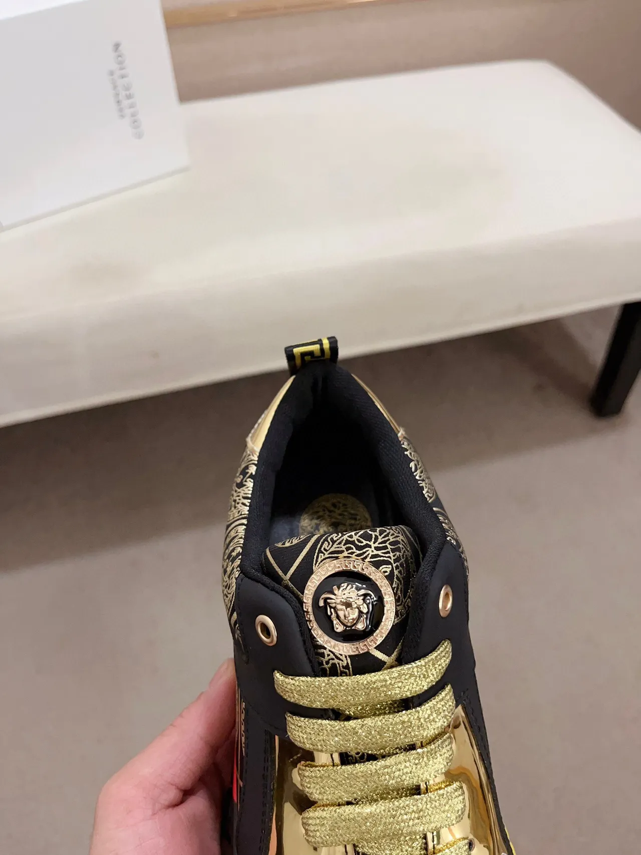 Versace Black Multicolor Medusa-Print Upper Greca Key Sole Tread Chunky Sneakers 6