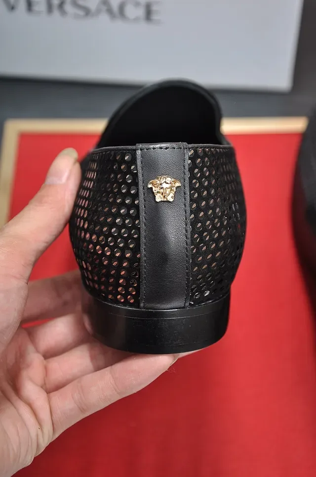 Versace Black Silver Perforated Slip-On Loafer 2