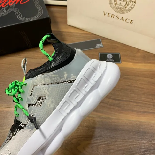 Versace Chain Reaction Beige Gris Vert Néon Sneakers Chunky 3
