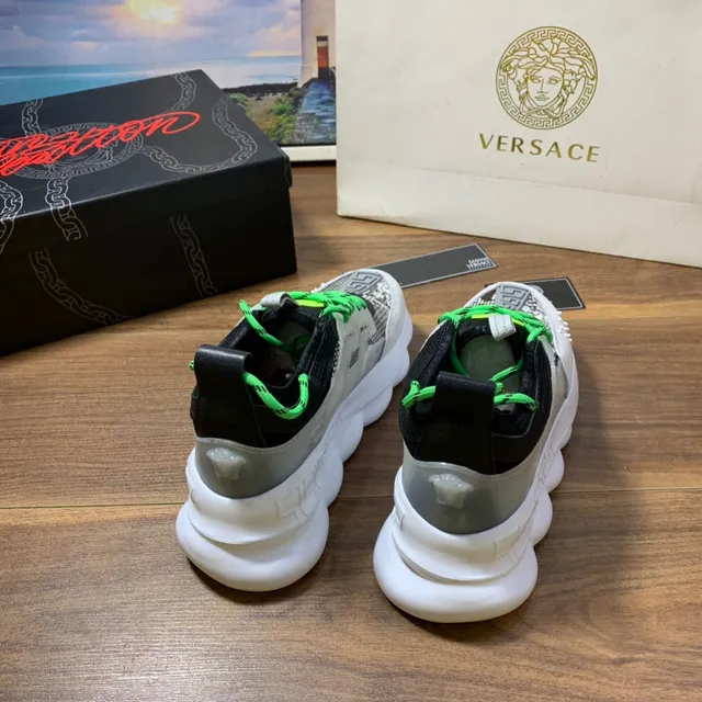 Versace Chain Reaction Beige Gris Vert Néon Sneakers Chunky 5
