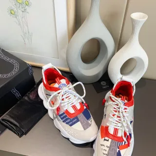 Versace Chain Reaction 米白红蓝拼接厚底鞋