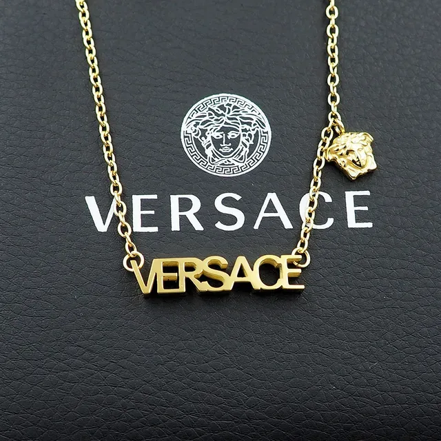Versace Chain Reaction Collier Chaîne Or Lettres en Bloc Logo 6