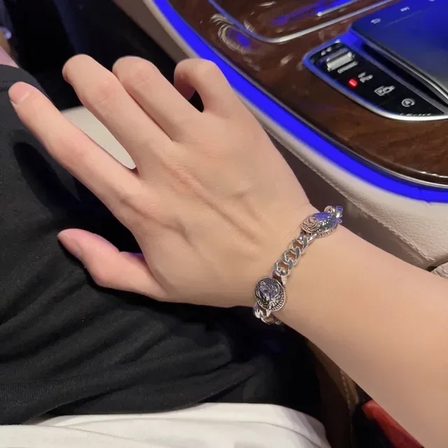 Versace Chain Reaction Medusa Head Silver-Tone Curb Chain Bracelet 2
