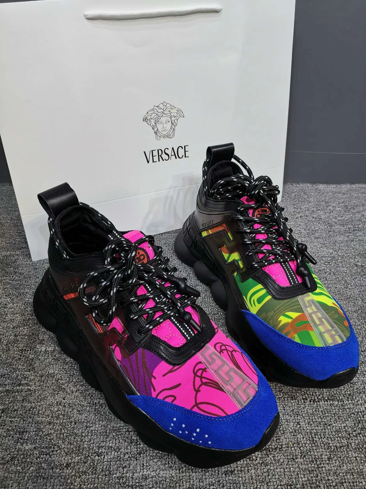 Versace Chain Reaction Multicolor Graphic Print Chunky Sneakers 3