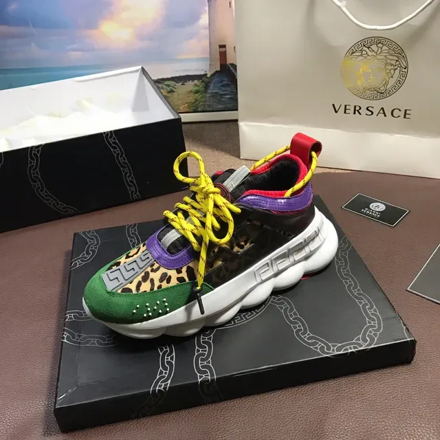 Versace Chain Reaction Multicolor Leopard Print Chunky Sneakers 1