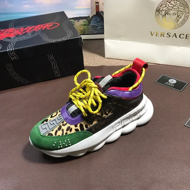 Versace Chain Reaction Multicolor Leopard Print Chunky Sneakers 8