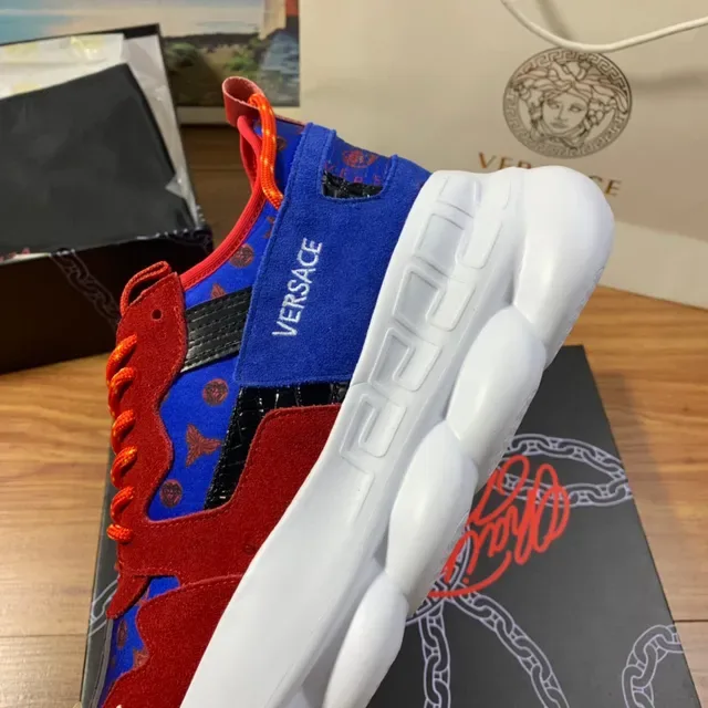 Versace Chain Reaction Red Blue Orange Chunky Sneakers 4