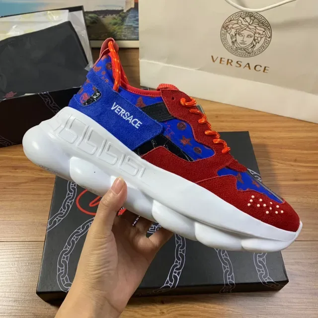 Versace Chain Reaction Red Blue Orange Chunky Sneakers 5
