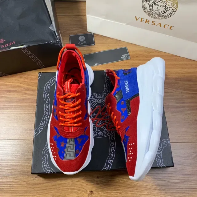 Versace Chain Reaction Red Blue Orange Chunky Sneakers 6