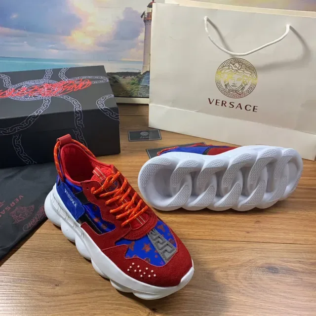 Versace Chain Reaction Red Blue Orange Chunky Sneakers 8