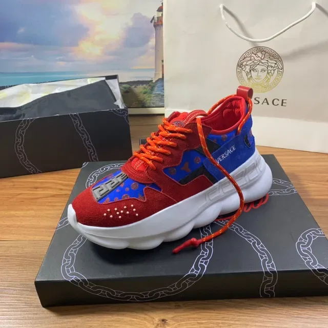 Versace Chain Reaction Red Blue Orange Chunky Sneakers 9