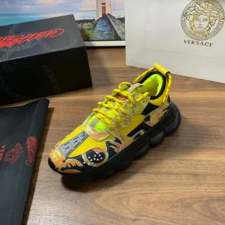 Versace Chain Reaction पीला काला सोल ग्राफिक बैरोक प्रिंट चंकी स्नीकर