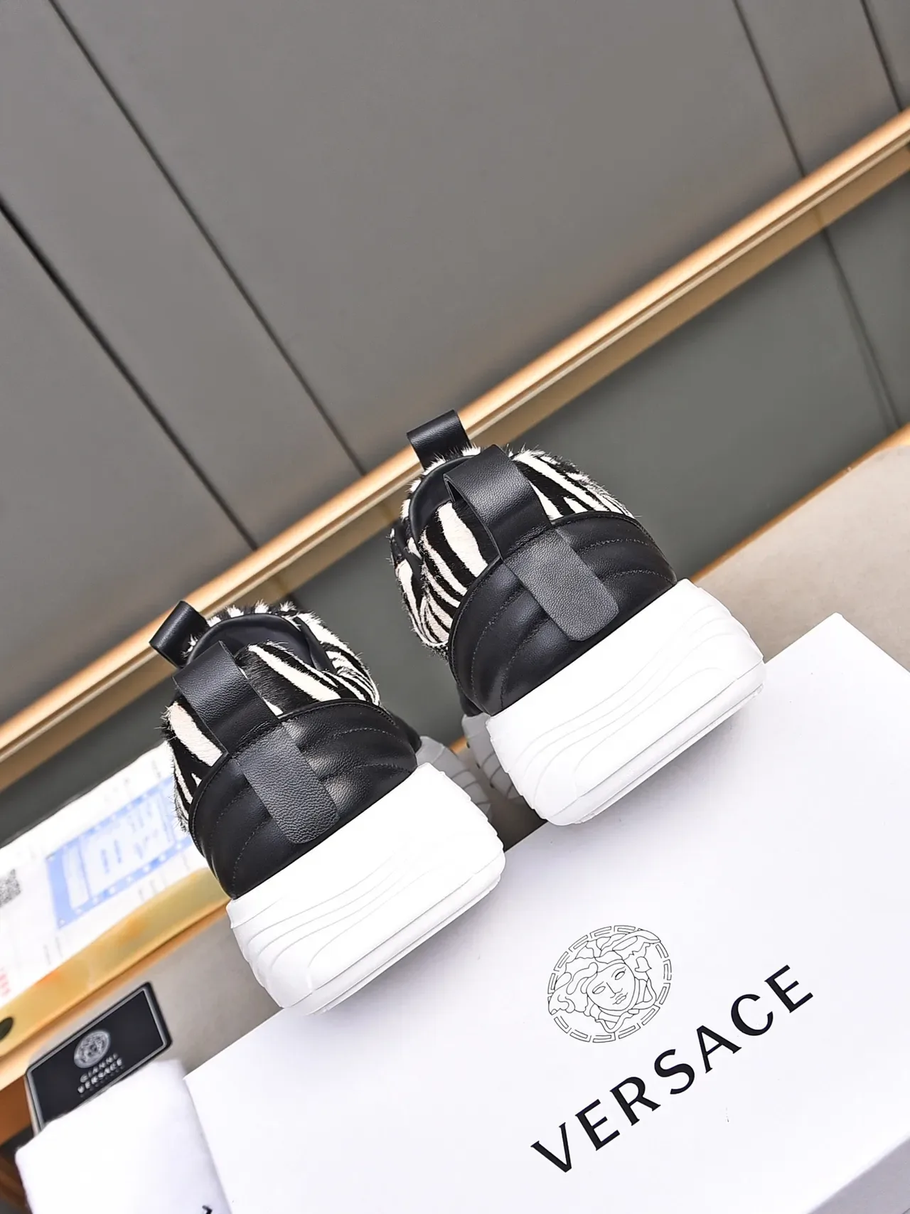 Versace Chain Reaction Zebra-Print Haircalf Lifestyle Sneakers 3