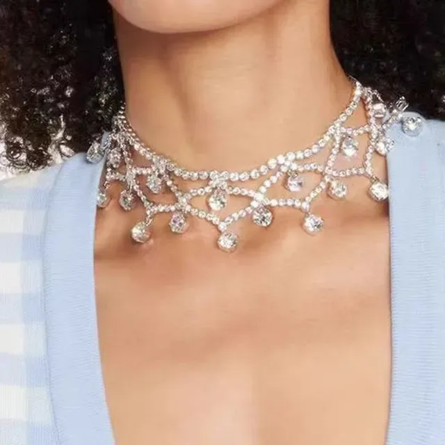 Versace Crystal-Embellished Geometric Choker Necklace 3