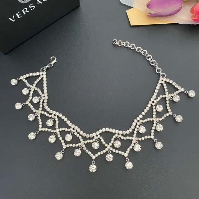 Versace Crystal-Embellished Geometric Choker Necklace 6