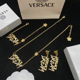 Versace Dream Gold 透明链 Pavé-Crystal 字母刻字 项链