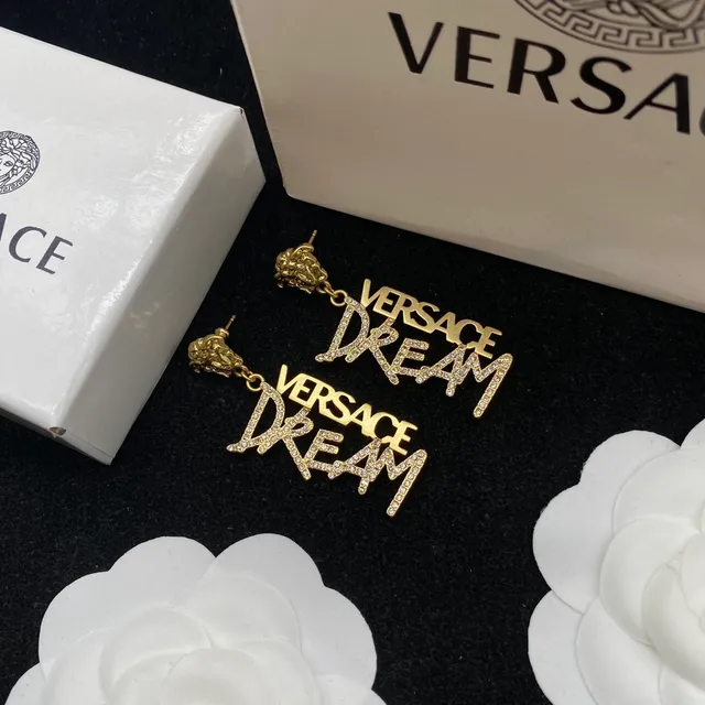 Versace Dream Gold सلسلة شفافة بافيه-كريستال نقش الحروف قلادة 5