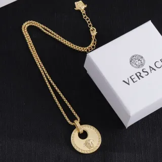 Versace Collar Cadena Curb Chain Dorada Dije Circular Medusa