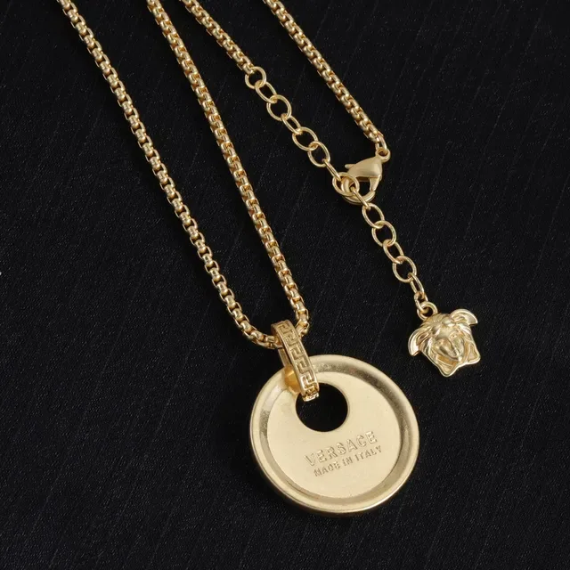 Versace Collier Chaîne Curb Chain Dorée Pendentif Méduse Circulaire 4
