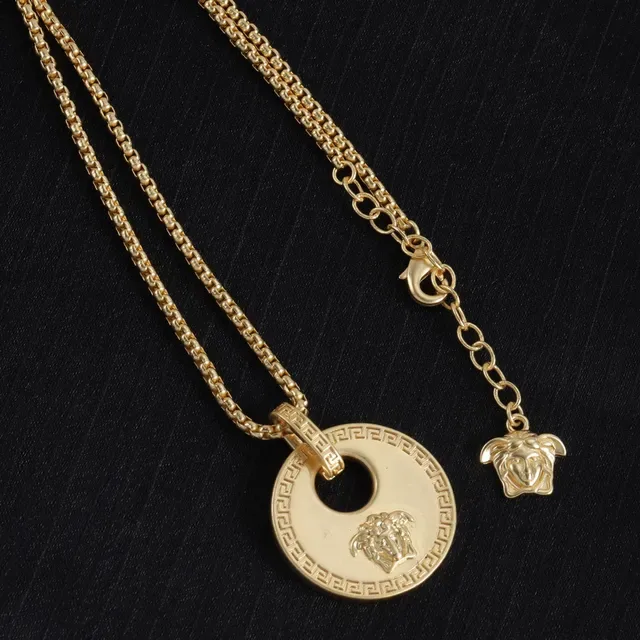 Versace Collier Chaîne Curb Chain Dorée Pendentif Méduse Circulaire 6