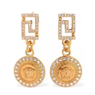 Versace Greca Medusa 水晶镶嵌金色耳环