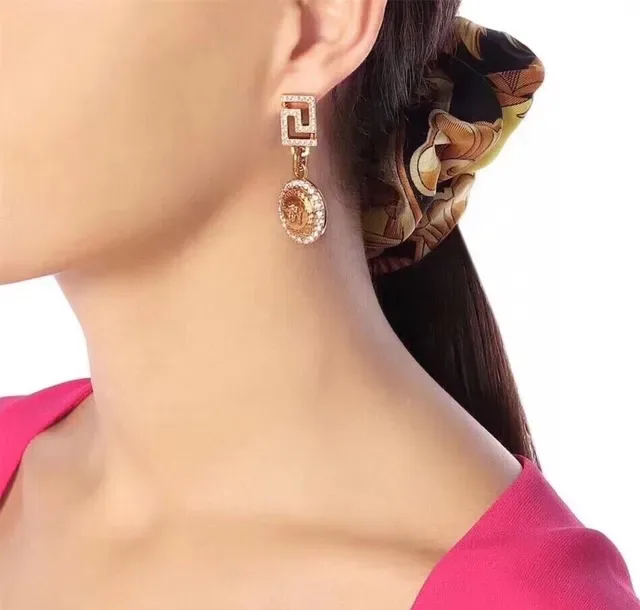 Versace Greca Medusa Boucles d'Oreilles Cristal Encrusté Or 2