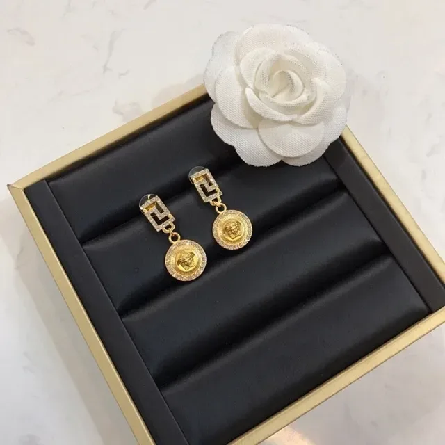 Versace Greca Medusa Boucles d'Oreilles Cristal Encrusté Or 6