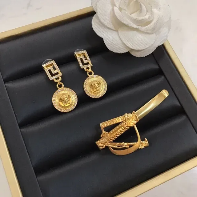 Versace Greca Medusa Boucles d'Oreilles Cristal Encrusté Or 7