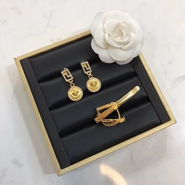 Versace Greca Medusa Boucles d'Oreilles Cristal Encrusté Or 8