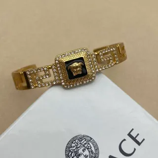 Versace Greca Medusa Pulsera Oro tono Negro Esmalte Cristal