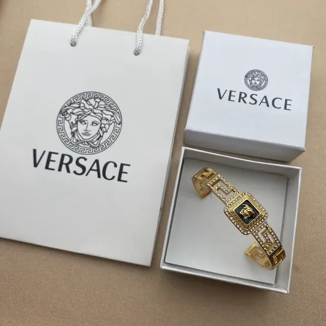 Versace Greca Medusa Manchette Or-Ton Noir Émail Cristal 2