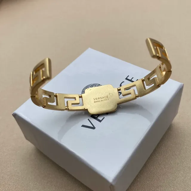 Versace Greca Medusa Manchette Or-Ton Noir Émail Cristal 3